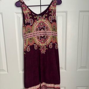 Athleta Maroon and Pink Floral Dress S